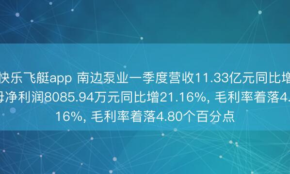 快乐飞艇app 南边泵业一季度营收11.33亿元同比增7.48%, 归母净利润8085.94万元同比增21.16%, 毛利率着落4.80个百分点